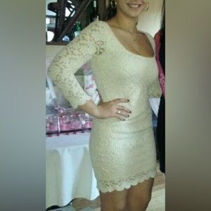 Cream lace dress with sleeves